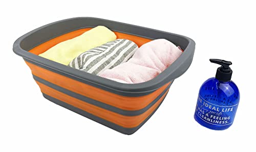 SAMMART 10L (2.6 Gallon) Collapsible Tub-Foldable Dish Tub-Portable Washing Basin-Space Saving Plastic Washtub
