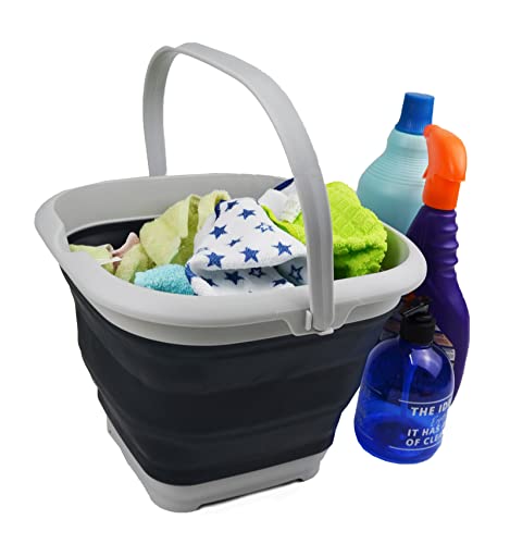 SAMMART 8.5L (2.2 Gallon) Collapsible Square Handy Bucket/Foldable SquareWater Pail/Portable Tub with Handle. Size 31x31cm