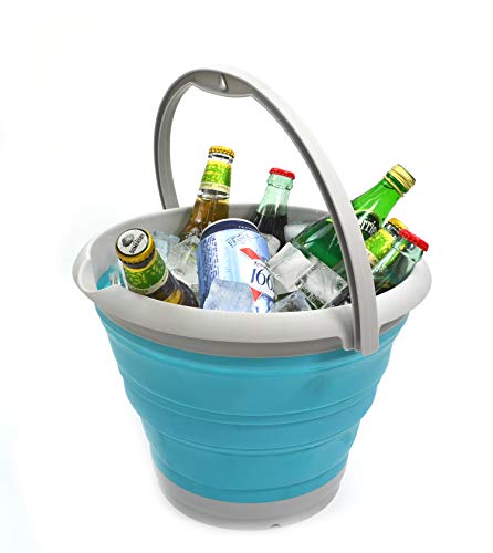 SAMMART 10L (2.64Gallon) Collapsible Fishing Bucket - Foldable Round Tub - Portable Plastic Water Pail - Space Saving Outdoor Waterpot - Trunk Organizer