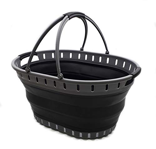 SAMMART 25L (6.6 gallon) Collapsible Plastic Laundry Basket - Foldable Pop Up Storage Container/Organizer - Portable Shopping Basket - Space Saving Hamper/Tub