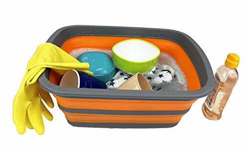 SAMMART 10L (2.6 Gallon) Collapsible Tub-Foldable Dish Tub-Portable Washing Basin-Space Saving Plastic Washtub