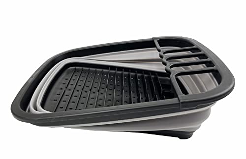 SAMMART 8L (2.11Gallons) Collapsible Dish Drainer with Drainer Board - Foldable Drying Rack Set - Portable Dinnerware Organizer - Space Saving Kitchen Storage Tray