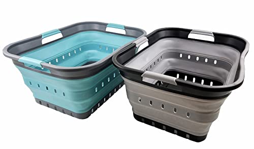 SAMMART 42L (11 gallon) Collapsible Plastic Laundry Basket - Foldable Pop Up Storage Container/Organizer - Portable Basket - Space Saving Hamper/Basket