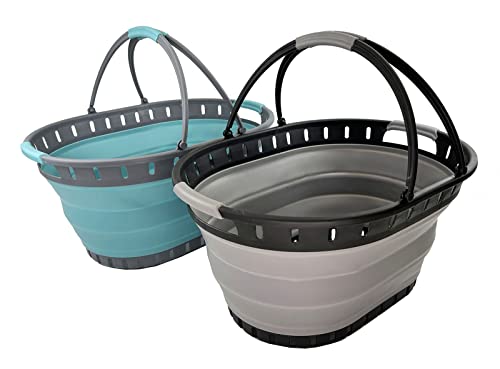 SAMMART 25L (6.6 gallon) Collapsible Plastic Laundry Basket - Foldable Pop Up Storage Container/Organizer - Portable Shopping Bakset - Space Saving Hamper