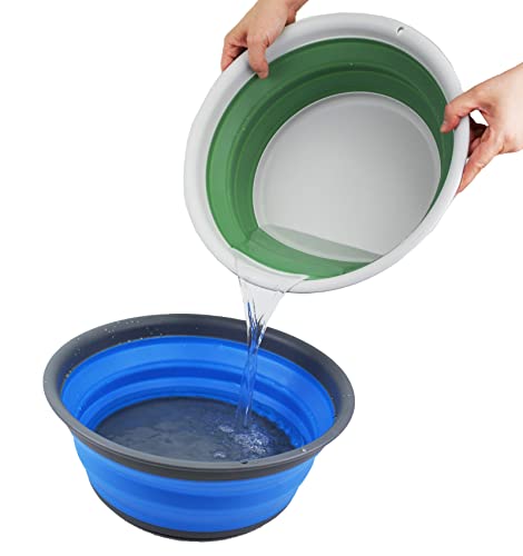 SAMMART 7.5L (1.98 Gallon) Collapsible Tub - Foldable Dish Tub - Portable Washing Basin - Space Saving Plastic Washtub