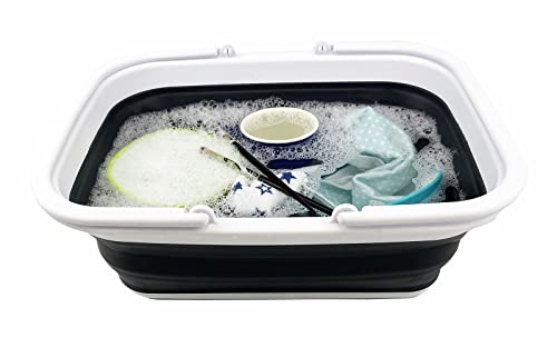 SAMMART SAMMART 9.2L (2.37Gallon) Collapsible Tub with Handle - Portable Outdoor Picnic Basket/Crater - Foldable Shopping Bag - Space Saving Storage Container