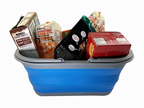 SAMMART 15L (4 gallons) Collapsible Plastic Washing Tub with Handle/Handy Basket - Portable Outdoor Picnic Basket - Foldable Storage Container-Space Saving