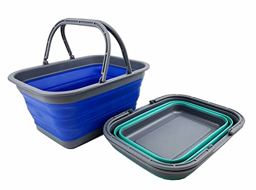 SAMMART SAMMART 12L (3.17Gallon) Collapsible Tub with Handle - Portable Outdoor Picnic Basket/Crater - Foldable Shopping Bag - Space Saving Storage Container