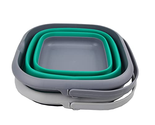 SAMMART 8.5L (2.2 gallons) Collapsible Plastic Square Bucket - Foldable Tub with Handle - Portable Fishing Bucket - Space Saving Easy Storage