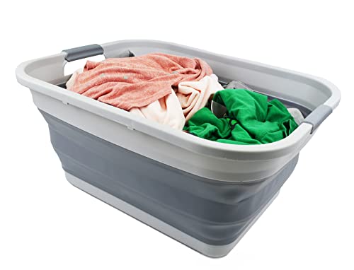 SAMMART 41L (10.8 gallon) Collapsible Plastic Laundry Basket - Foldable Pop Up Storage Container/Organizer - Space Saving Hamper/Basket, Water capacity: 32L(8.4 gallon)