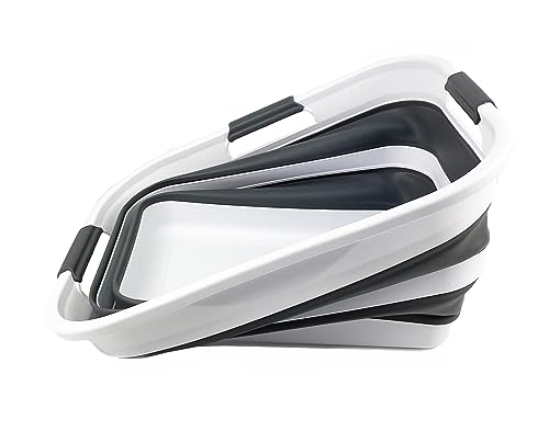 SAMMART 30L (8 gallons) Collapsible Plastic Laundry Washing Tub/Basket - Portable Laundry Hamper/Storage Container Foldable Laundry Basket - Space Saving