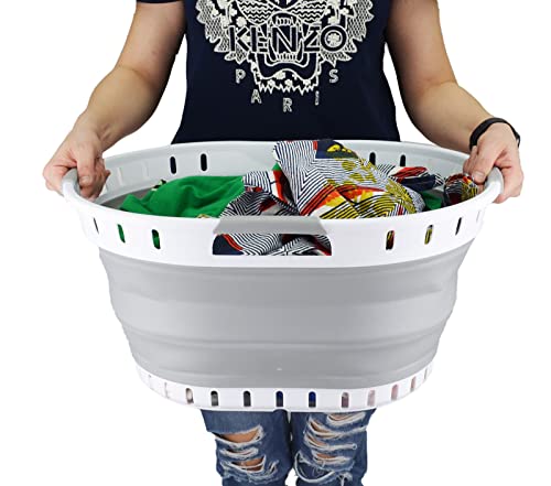 SAMMART 25L (6.6 gallon) Collapsible Plastic Laundry Basket - Foldable Pop Up Storage Container/Organizer - Space Saving Hamper/Basket
