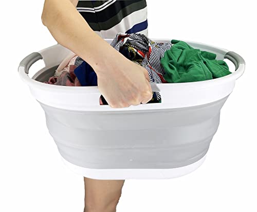 SAMMART 25L (6.6 gallon) Collapsible Plastic Laundry Basket - Foldable Pop Up Storage Container/Organizer - Portable Washing Tub - Space Saving Hamper/Basket