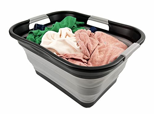 New SAMMART 30L(8 gallon) Collapsible Plastic Laundry Basket - Foldable Pop Up Storage Container/Organizer - Space Saving Hamper/Basket - Water Capacity 24L(6.3 gallon)