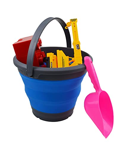 SAMMART 5.5L (1.4 Gallon) Collapsible Plastic Bucket with Lid - Foldable Round Tub with Lid - Portable Fishing Water Pail - Space Saving Outdoor Waterpot.