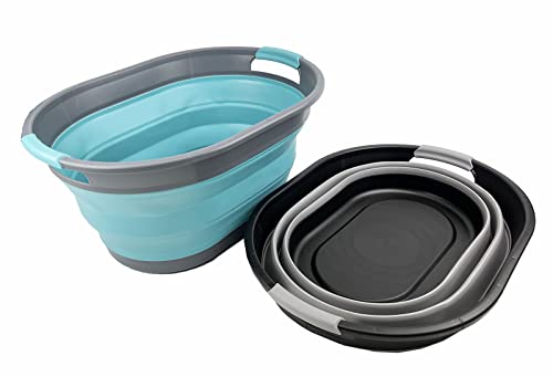 SAMMART 28L (7.4 gallon) Oval Collapsible Plastic Laundry Basket - Foldable Pop Up Storage Container/Organizer - Portable Washing Tub - Space Saving Hamper/Basket