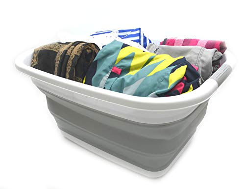 SAMMART Set of 2-31L (8.1 gallons) Collapsible Plastic Laundry Basket-Portable Laundry Washing Tub/Ciontainer - Pop Up Saving Hamper/Basket, Water capacity: 23L (6 gallons)