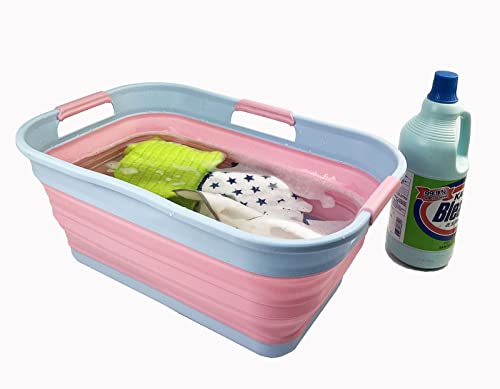 SAMMART 21L (5.5 Galloons) Collapsible Plastic Storge Basket - Foldable Pop Up Storage Container/Organizer - Portable Washing Tub - Space Saving Hamper/Basket
