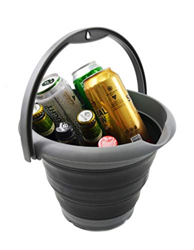 SAMMART 2 pcs Set : 25L (6.6 Gallon) Collapsible Plasic Laundry Basket & 5L (1.32 Gallon) Collapsible Bucket