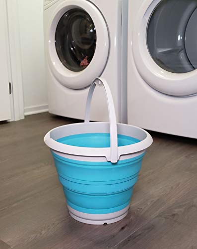 SAMMART 10L (2.64Gallon) Collapsible Fishing Bucket - Foldable Round Tub - Portable Plastic Water Pail - Space Saving Outdoor Waterpot - Trunk Organizer