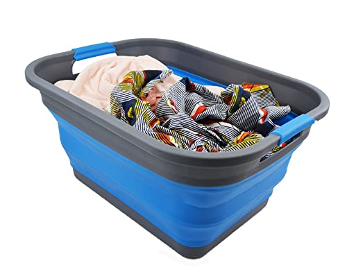 SAMMART 36L (9.5 gallon) Collapsible Plastic Laundry Basket-Foldable Pop Up Storage Container/Organizer-Portable Washing Tub-Space Saving Hamper, Water capacity: 28L(7.4 gallon)