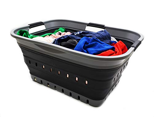 SAMMART 42L (11 gallon) Collapsible Plastic Laundry Basket - Foldable Pop Up Storage Container/Organizer - Portable Basket - Space Saving Hamper/Basket