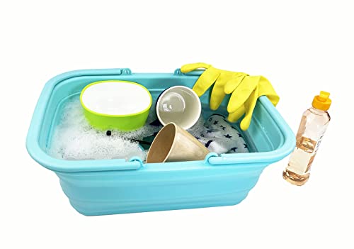 SAMMART SAMMART 9.2L (2.37Gallon) Collapsible Tub with Handle - Portable Outdoor Picnic Basket/Crater - Foldable Shopping Bag - Space Saving Storage Container