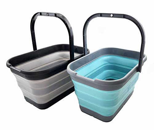 SAMMART 12L (3.1 Gallon) Collapsible Rectangular Handy Basket/Bucket/Multiuse Foldable Water Pail for Camping, Fishing