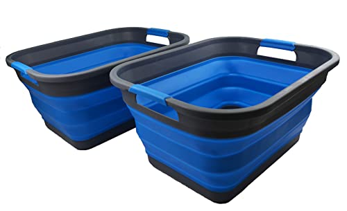SAMMART 36L (9.5 gallon) Collapsible Plastic Laundry Basket - Foldable Pop Up Storage Container/Organizer - Portable Washing Tub - Space Saving Hamper/Basket