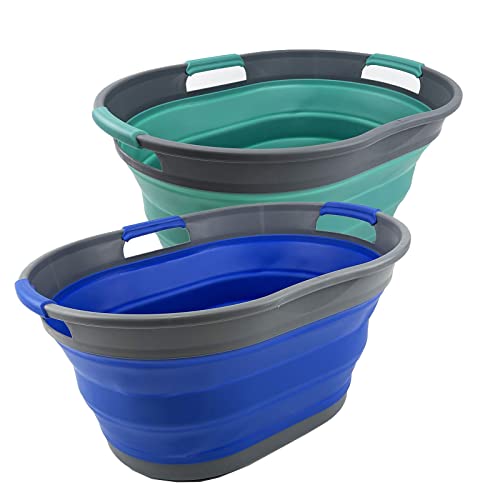 SAMMART 25L (6.6 gallon) Collapsible Plastic Laundry Basket - Foldable Pop Up Storage Container/Organizer - Portable Washing Tub - Space Saving Hamper/Basket