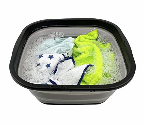 SAMMART 5.5L (1.4 Gallons) Set of 2 Collapsible Tub - Foldable Dish Tub - Portable Washing Basin - Space Saving Plastic Washtub