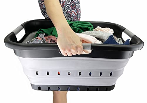 SAMMART 41L (10.8 Gallon) Collapsible Plastic Laundry Basket - Foldable Pop Up Storage Container/Organizer - Portable Washing Tub - Space Saving Hamper/Basket