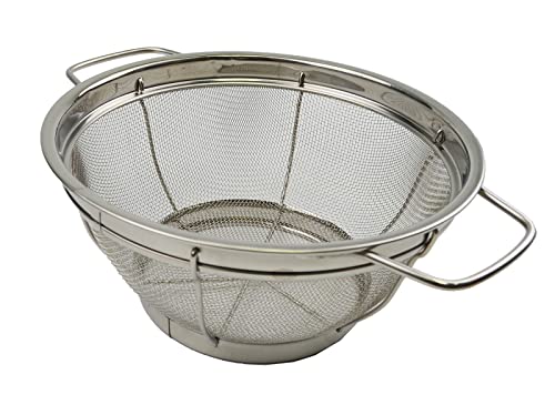 SAMMART Stainless Steel Mesh Colander with Handle - Strainer for Pasta, Noodle and Fruits