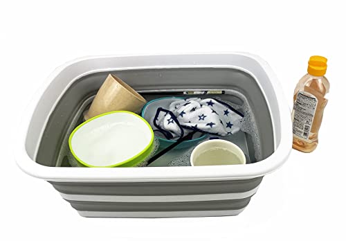 New SAMMART 10L (2.6 Gallon) Collapsible Tub-Foldable Dish Tub-Portable Washing Basin-Space Saving Plastic Washtub