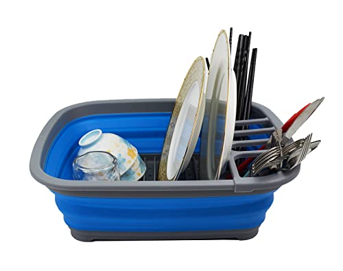 SAMMART 8L (2.11Gallons) Collapsible Dish Drainer - Foldable Drying Rack - Portable Dinnerware Organizer - Space Saving