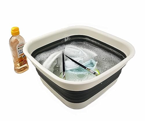 SAMMART 2pcs Set - 8L (2.1 Gallon) Collapsible Tub & 2.6L (0.68 Gallon) Collapsible Colander - Portable Washing Basin - Space Saving Plastic Washtub