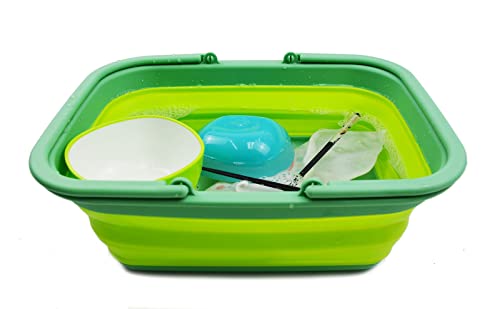 SAMMART 9.2L (2.3 gallons) Collapsible Plastic Tub with Handle - Portable Outdoor Picnic Basket/Crater/Shopping Bag-Foldable Storage Container-Space Saving