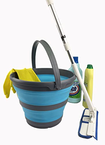 SAMMART 10L (2.6 Gallon) Collapsible Plastic Bucket - Foldable Round Tub - Portable Fishing Water Pail - Space Saving Outdoor Waterpot, Size 33cm Dia