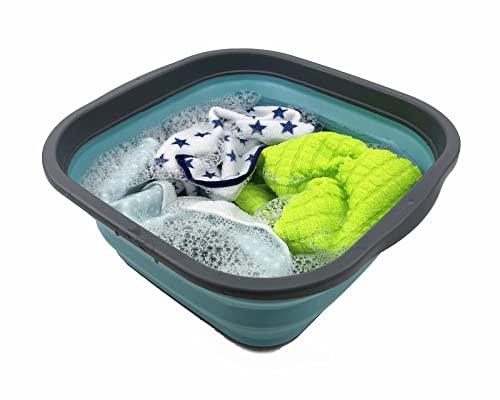 SAMMART 5.5L (1.4 Gallons) Set of 2 Collapsible Tub - Foldable Dish Tub - Portable Washing Basin - Space Saving Plastic Washtub