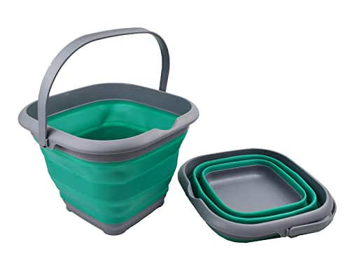 SAMMART 8.5L (2.2 gallons) Collapsible Plastic Square Bucket - Foldable Tub with Handle - Portable Fishing Bucket - Space Saving Easy Storage