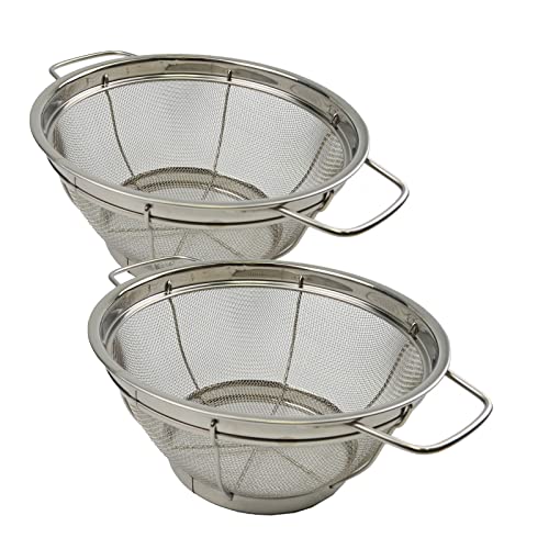SAMMART Stainless Steel Mesh Colander with Handle - Strainer for Pasta, Noodle and Fruits