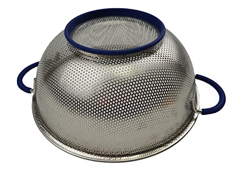 SAMMART Perforated Stainless Steel Sheet Colander with Handle - Strainer for Pasta, Noodle and Fruits