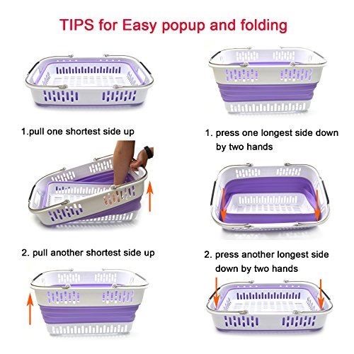 SAMMART Collapsible Plastic Laundry Basket - Foldable Pop Up Storage Container/Organizer - Portable Washing Tub - Space Saving Hamper/Basket