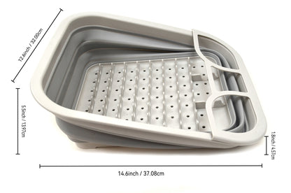 SAMMART Collapsible Dish Drainer with Drainer Board - Foldable Drying Rack Set - Portable Dinnerware Organizer - Space Saving Kitchen Storage Tray