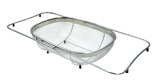 SAMMART Expandable Over The Sink Oval Colander / Mesh Strainer Basket with 4 Rubber Tabs