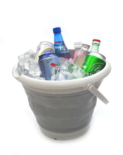 SAMMART 2 pcs Set : 31L (8.1 Gallon) Collapsible Plasic Laundry Basket & 10L (2.6 Gallon) Collapsible Bucket/Waterpot