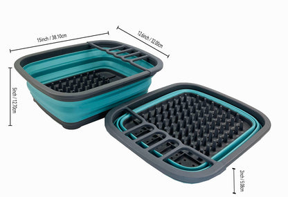SAMMART 8L (2.11Gallons) Collapsible Dish Drainer - Foldable Drying Rack - Portable Dinnerware Organizer - Space Saving Kitchen Storage Tray