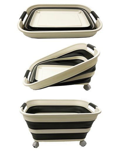SAMMART 27L (7.1 Gallons) Collapsible Plastic Laundry Basket with Handle- Foldable Pop Up Storage Basket- Space Saving