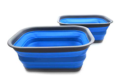 SAMMART Set of 2-15 L (3.96 Gallon) Collapsible Tub - Portable Outdoor Picnic Basket/Crater - Foldable Washing Tub - Space Saving Storage Container