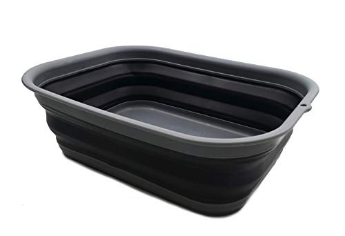 SAMMART Collapsible Tub - Foldable Dish Tub - Portable Washing Basin - Space Saving Plastic Washtub